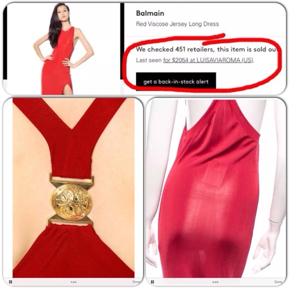 SOLD BALMAIN Jersey Gown Halter Maxi Dress Prom - Picture 4 of 8