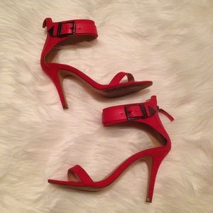 Zara Red Suede Ankle Wrap Sandals!
