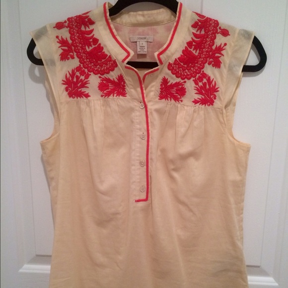 J.Crew Orange Embroidered Top