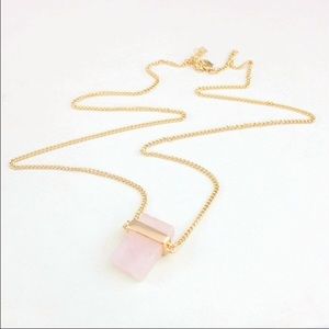 Trendy Rose Quartz healing love stone necklace New