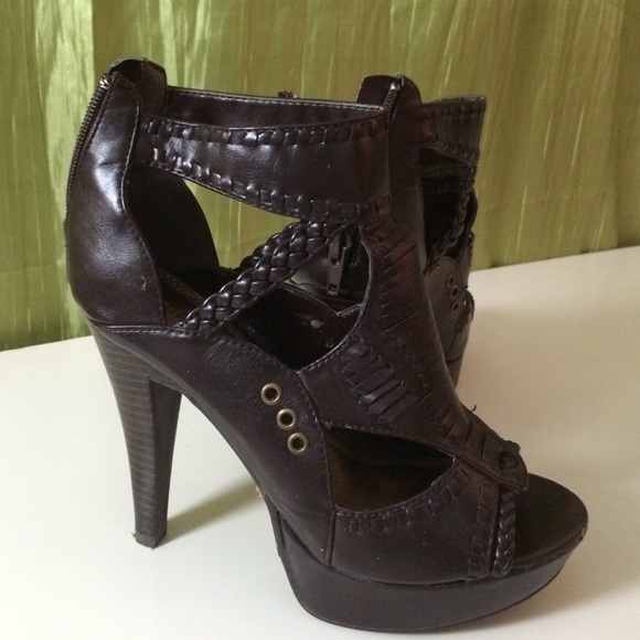 Strappy brown high heels stilettos - Picture 1 of 4