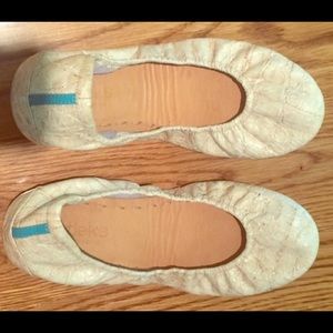 Tieks Cream Crocodile Shoes
