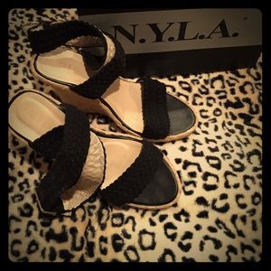 N.Y.L.A. Colby Black Espadrille Wedge