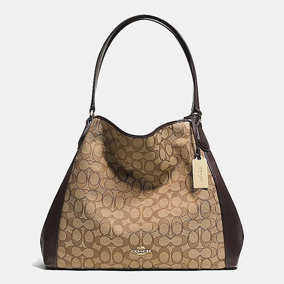 Coach Edie Shoulder Bag/Gold-Khaki Nwt Retail:328$