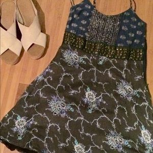 Bohemian Mixed media spaghetti strap sun dress