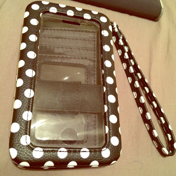 Black/White polka dot phone case.