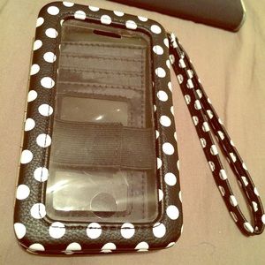 Black/White polka dot phone case.