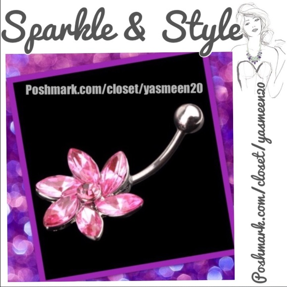 New Pink Flower Belly Ring