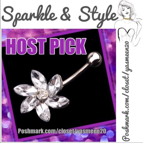 Stainless Steel White Flower Belly Ring