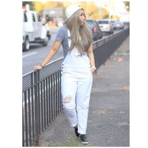 White distressed overall