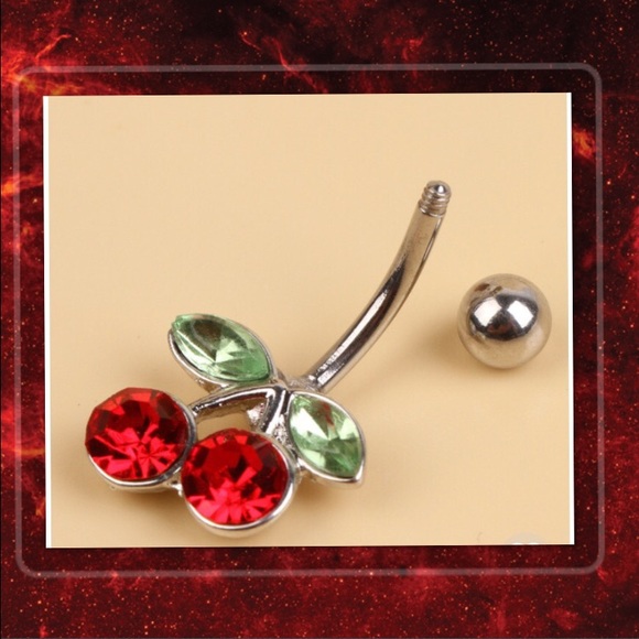 New Hot Red Cherry Belly Ring - Picture 2 of 2
