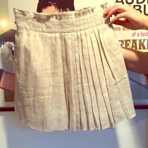 Pleated cream linen skirt