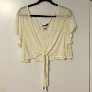 Brandy Melville Wide Scoop Neck Tie Crop Top