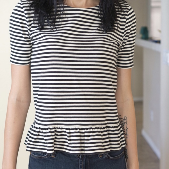 J. Crew Tops - Striped peplum top