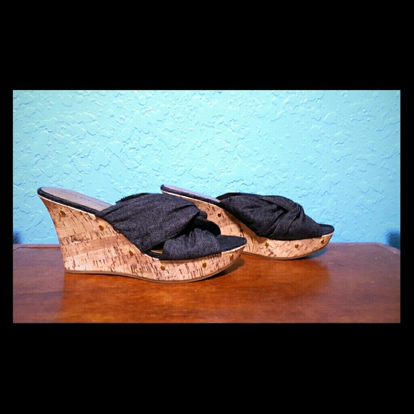 ~ Jean Cork Wedges ~ - Picture 1 of 4