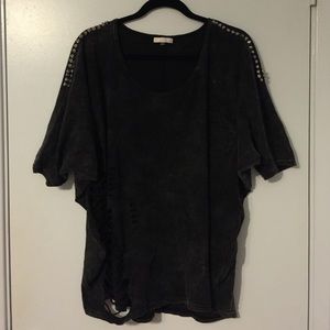 Kaitlyn distressed acid wash gray loose top