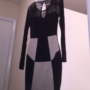 Black an tan bodycon dress!!