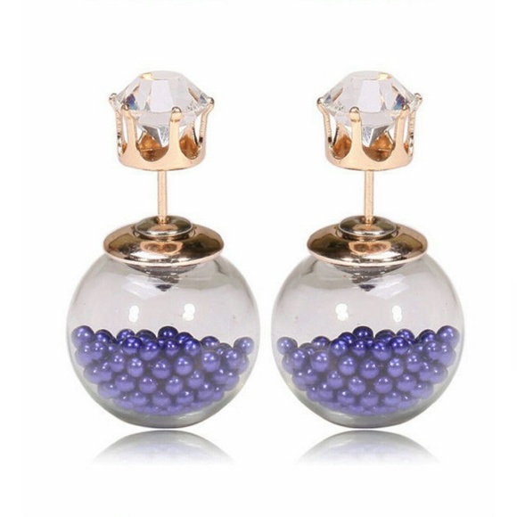 Jewelry - Double Sided Earrings Dark Purple Beads