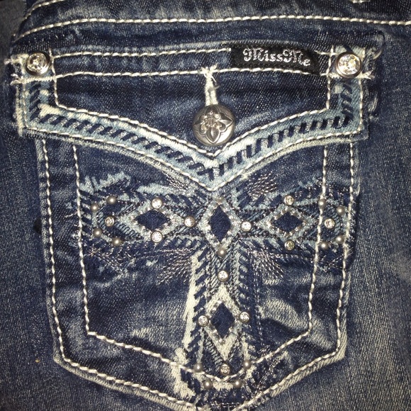 Miss me boot cut rhinestone cross