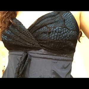 Marc Jacobs Black and Blue Mesh Spaghetti Dress