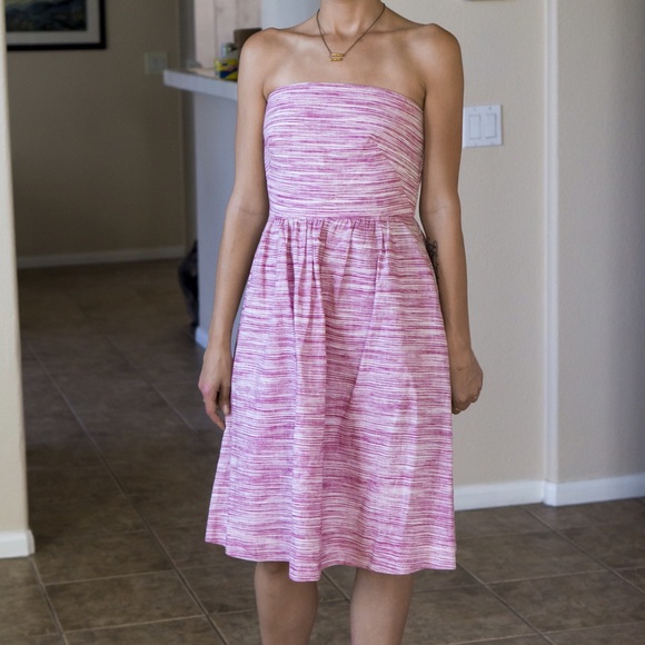Pink & cream strapless dress