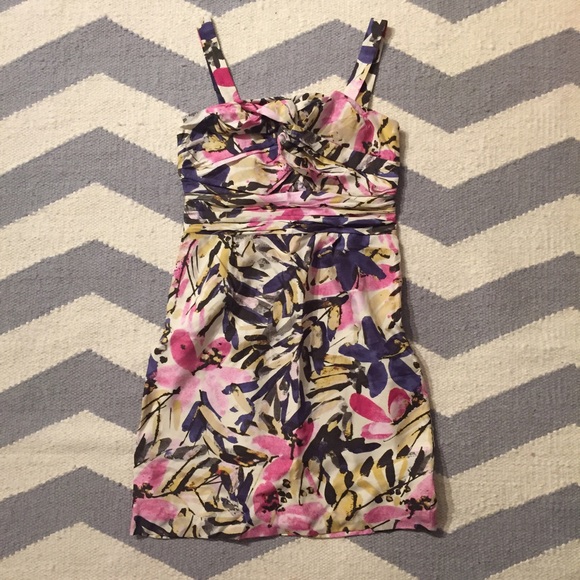 Banana Republic abstract floral silk dress 2p
