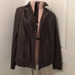 Faux leather brown jacket