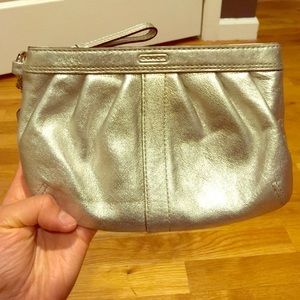 Silver Coach Wristlet