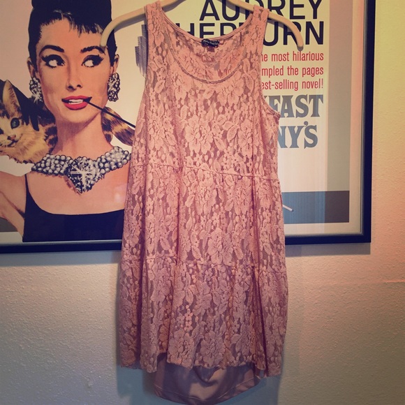 Pink lace shift dress