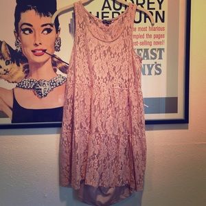 Pink lace shift dress