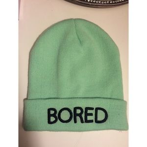 Mint Green "BORED" Beanie