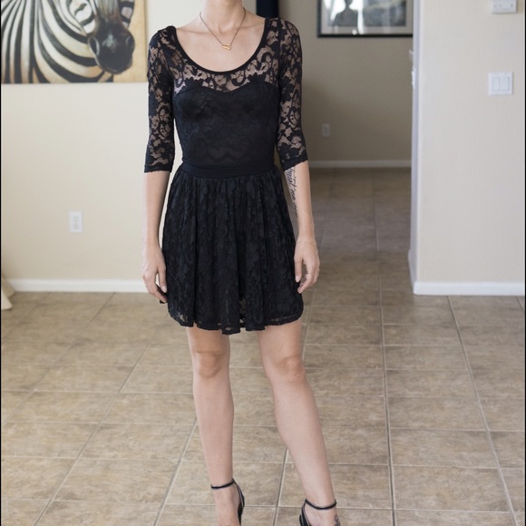 All-lace black dress with bow on back
