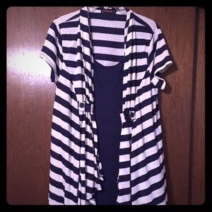 Blue and White Striped Dress