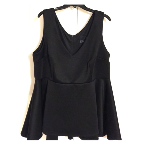 ASOS Curve Black Scuba Peplum top