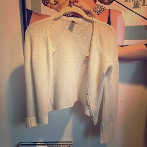 Angora + cashmere 3/4 sleeve cropped cardigan