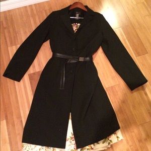 Long belted heavy coat in black