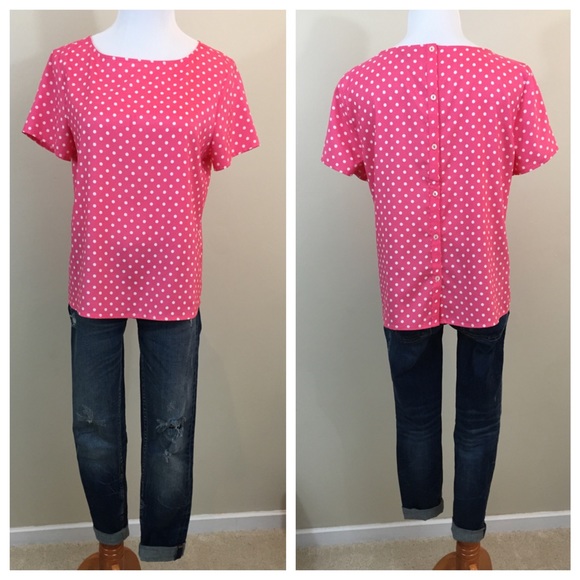 Ann Taylor Pink Polka Dot Blouse - Picture 2 of 3