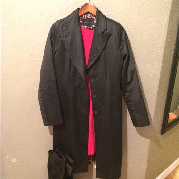 Black satin sheen trench coat