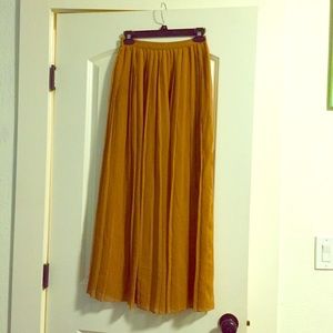 Urban Outfitters Mustard Tan Chiffon Maxi Skirt