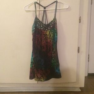 Spaghetti strap multi color shirt