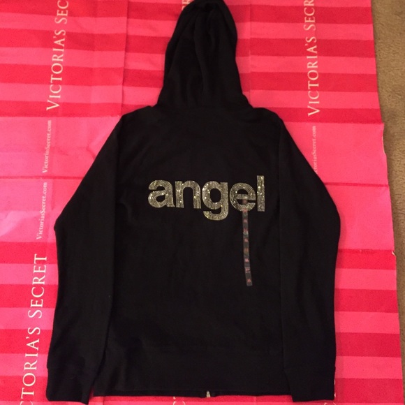 VS PINK Black "Angel" Full Zip Hoodie - Picture 3 of 4