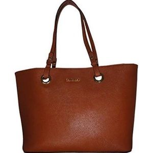 Calvin Klein Saffiano Brown Leather Tote / Purse