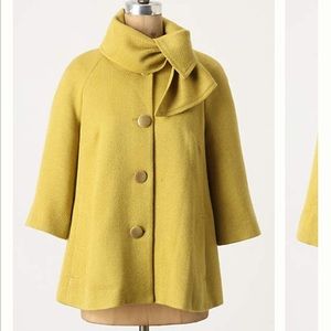 Mustard Anthropologie Swing Coat