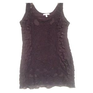 Charlotte Russe Black lace and ruffled tank top