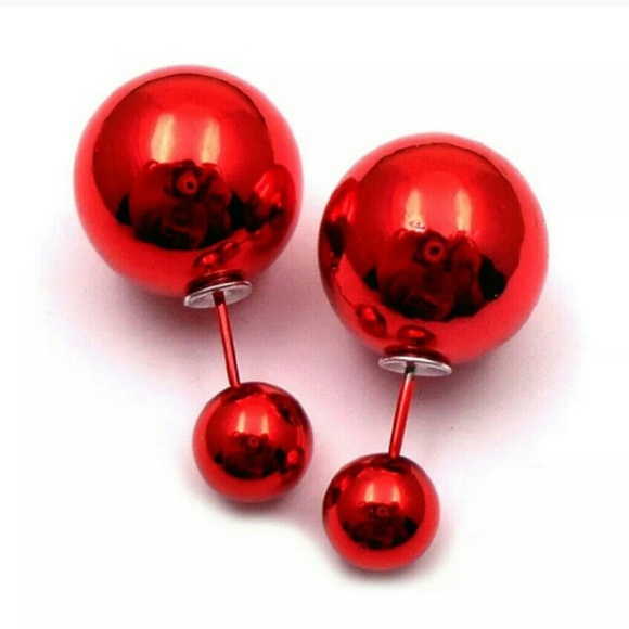 Jewelry - Double Sided Earrings Red