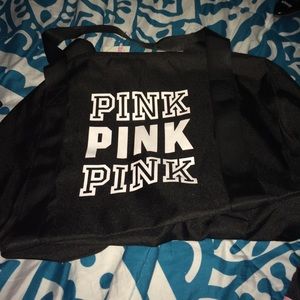 NWT PINK by Victoria Secret black duffle