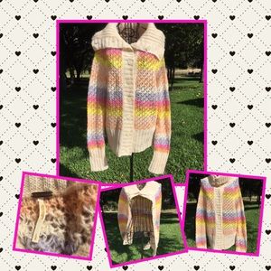 FREE PEOPLE Multi-Color Soft Knit Button Front