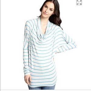 Wyatt Grey And Blue Striped Knit Cowl Neck Size S