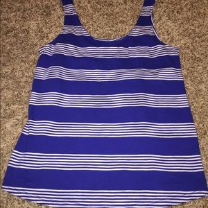 Blue and white striped tank