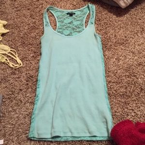Blue lace back tank